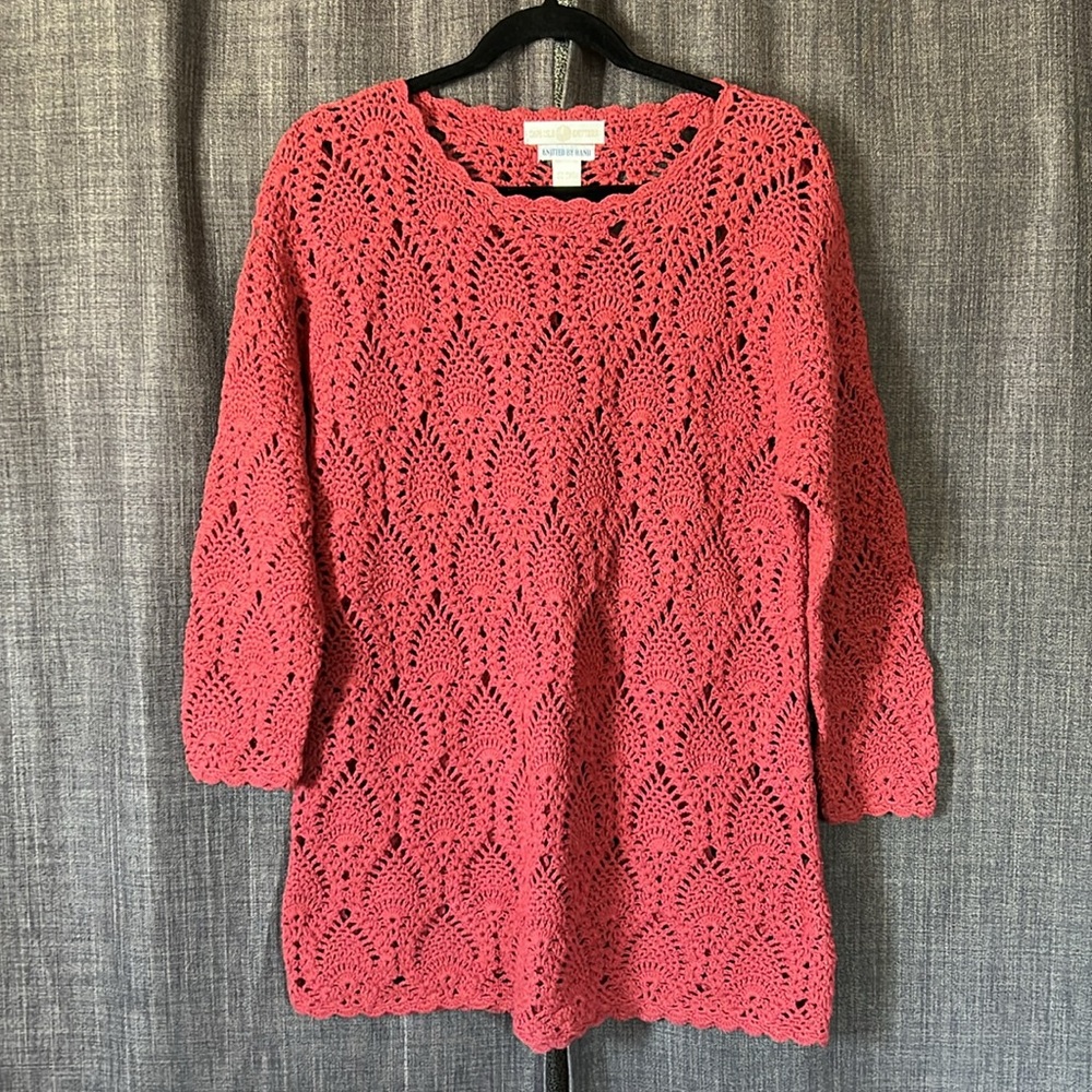 Cape isle knitters hand knit red sweater size large
